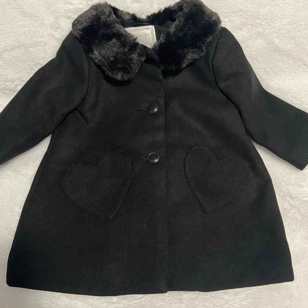 Black Winter Coat with faux fur collar
